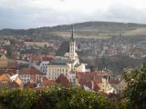 Чешский Крумлов. Вид на город из замка. Фото.